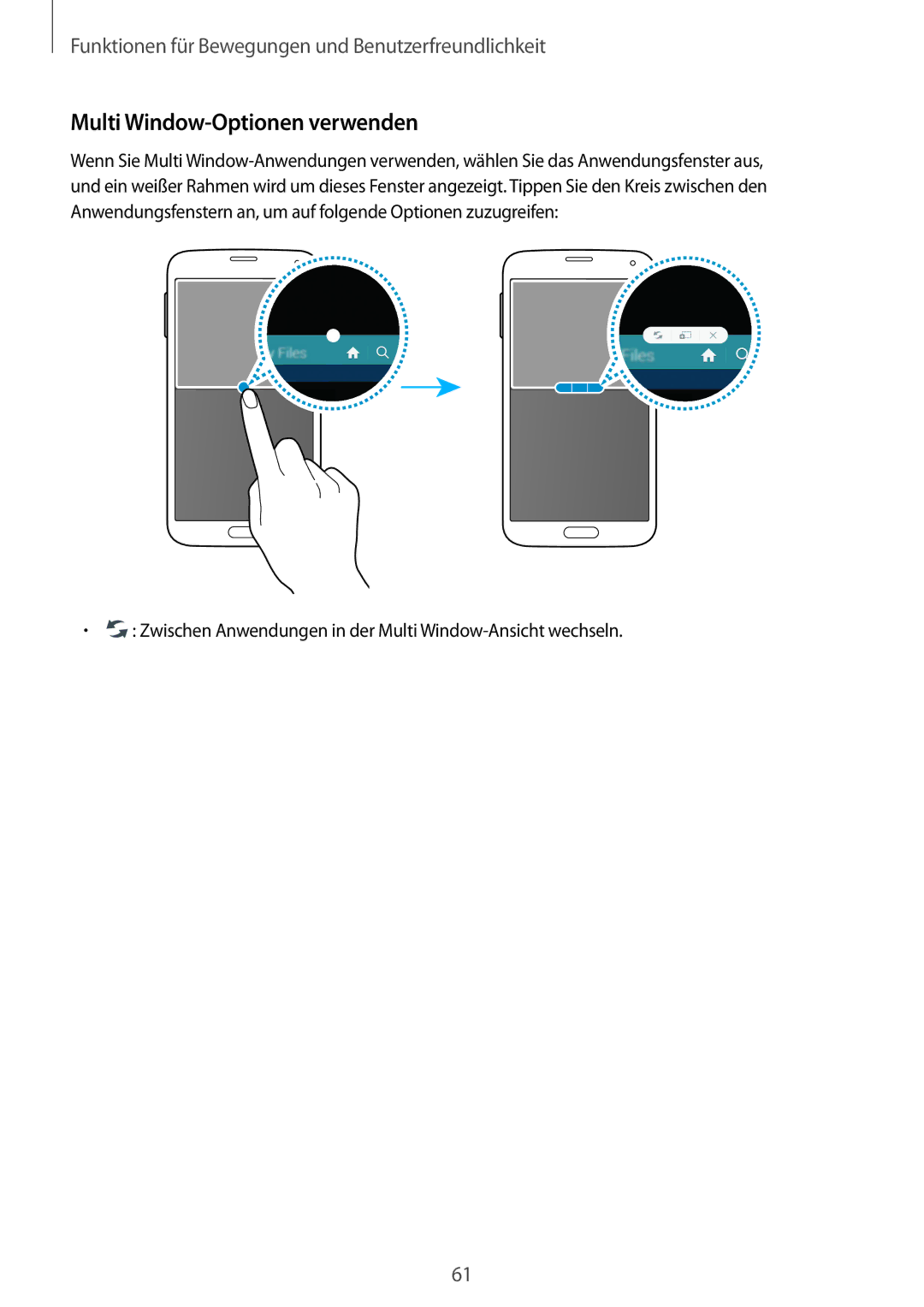 Samsung SM-G900FZBADBT, SM-G900FZKADBT, SM-G900FZWADBT, SM-G900FZDADBT manual Multi Window-Optionen verwenden 