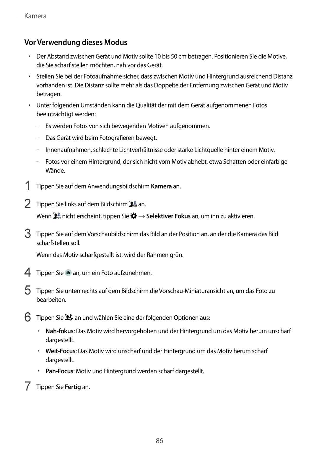 Samsung SM-G900FZWADBT, SM-G900FZKADBT, SM-G900FZBADBT, SM-G900FZDADBT manual Vor Verwendung dieses Modus 