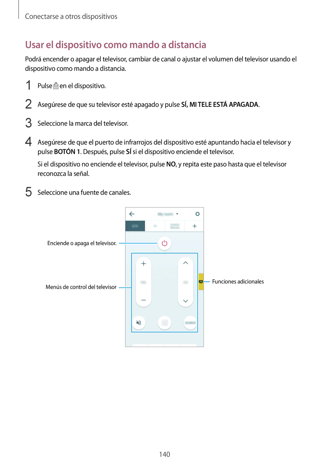 Samsung SM-G900FZKAAUT, SM-G900FZKADBT, SM-G900FZWADBT, SM-G900FZBAXEF manual Usar el dispositivo como mando a distancia 