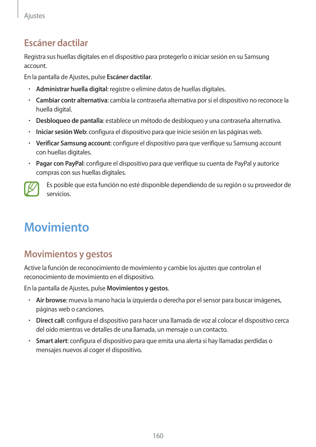 Samsung SM-G900FZKAYOG, SM-G900FZKADBT, SM-G900FZWADBT, SM-G900FZBAXEF manual Escáner dactilar, Movimientos y gestos 