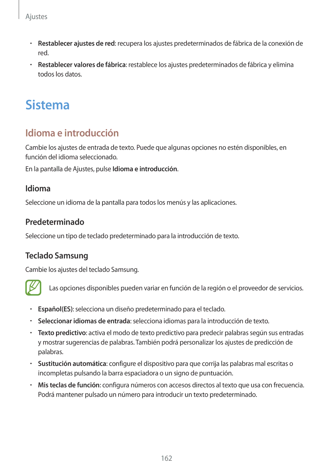 Samsung SM-G900FZKAATL, SM-G900FZKADBT, SM-G900FZWADBT manual Sistema, Idioma e introducción, Predeterminado, Teclado Samsung 