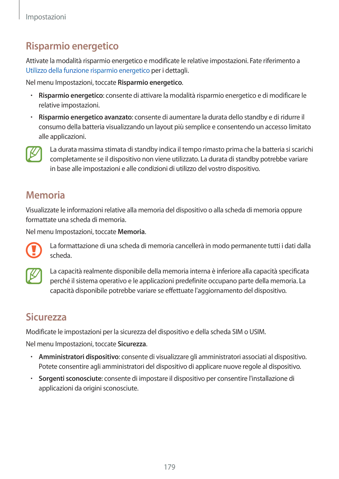 Samsung SM-G900FZWAPLS, SM-G900FZKADBT, SM-G900FZWADBT, SM-G900FZDADBT, SM-G900FZKAFTM, SM-G900FZWESWC manual Memoria, Sicurezza 