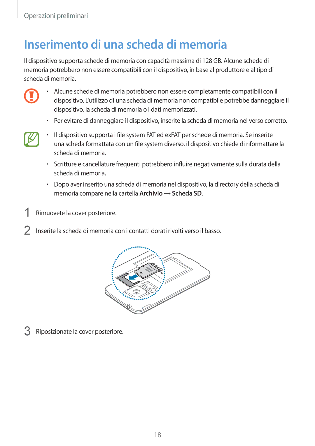 Samsung SM-G900FZKAPHE, SM-G900FZKADBT, SM-G900FZWADBT, SM-G900FZDADBT, SM-G900FZKAFTM Inserimento di una scheda di memoria 