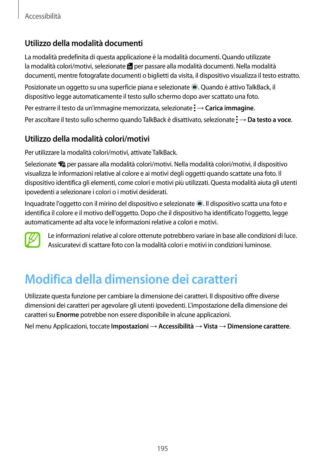 Samsung SM-G900FZBAITV, SM-G900FZKADBT manual Modifica della dimensione dei caratteri, Utilizzo della modalità documenti 