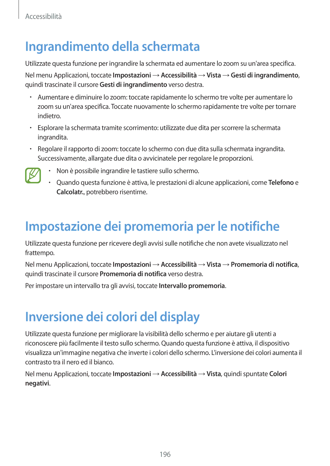 Samsung SM-G900FZBATIM, SM-G900FZKADBT manual Ingrandimento della schermata, Impostazione dei promemoria per le notifiche 