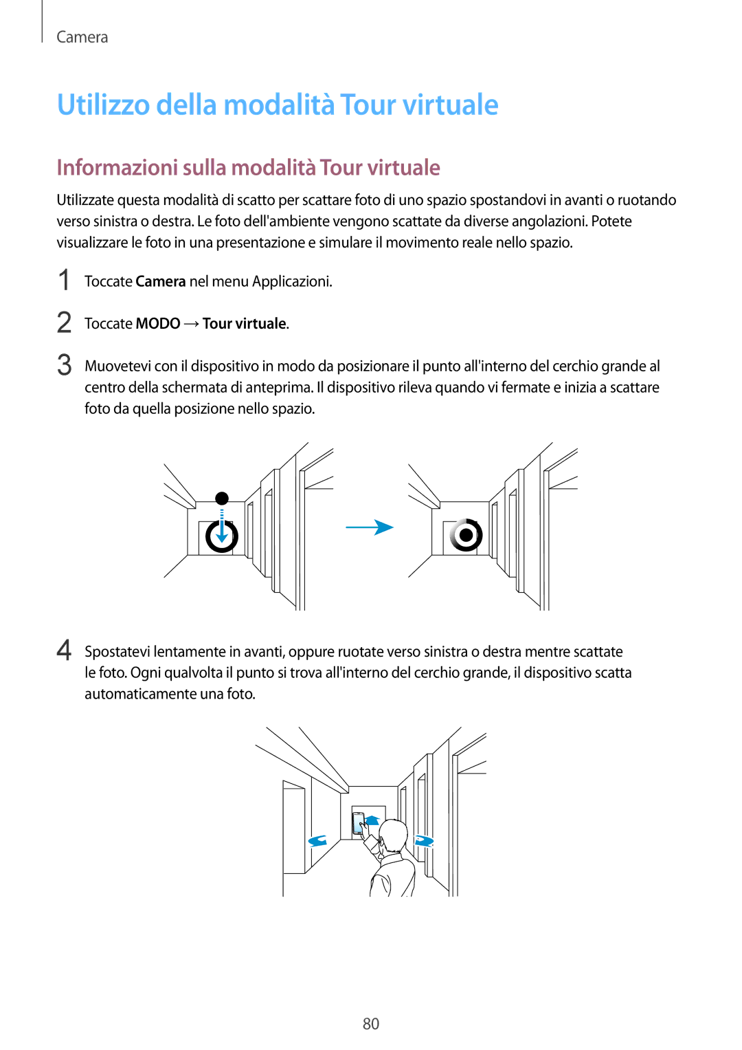 Samsung SM-G900FZWAHUI, SM-G900FZKADBT Utilizzo della modalità Tour virtuale, Informazioni sulla modalità Tour virtuale 