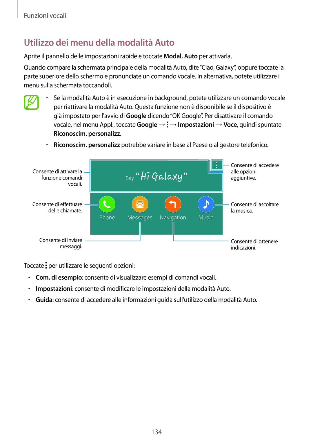 Samsung SM-G900FZWATIM, SM-G900FZKADBT, SM-G900FZWADBT, SM-G900FZDADBT, SM-G900FZKAFTM Utilizzo dei menu della modalità Auto 