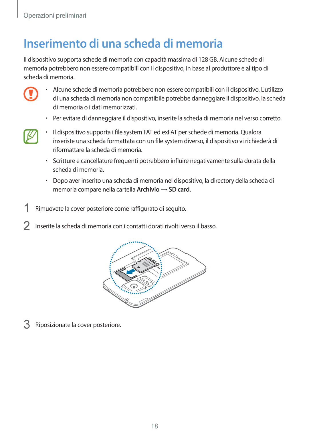 Samsung SM-G900FZKAPHE, SM-G900FZKADBT, SM-G900FZWADBT, SM-G900FZDADBT, SM-G900FZKAFTM Inserimento di una scheda di memoria 