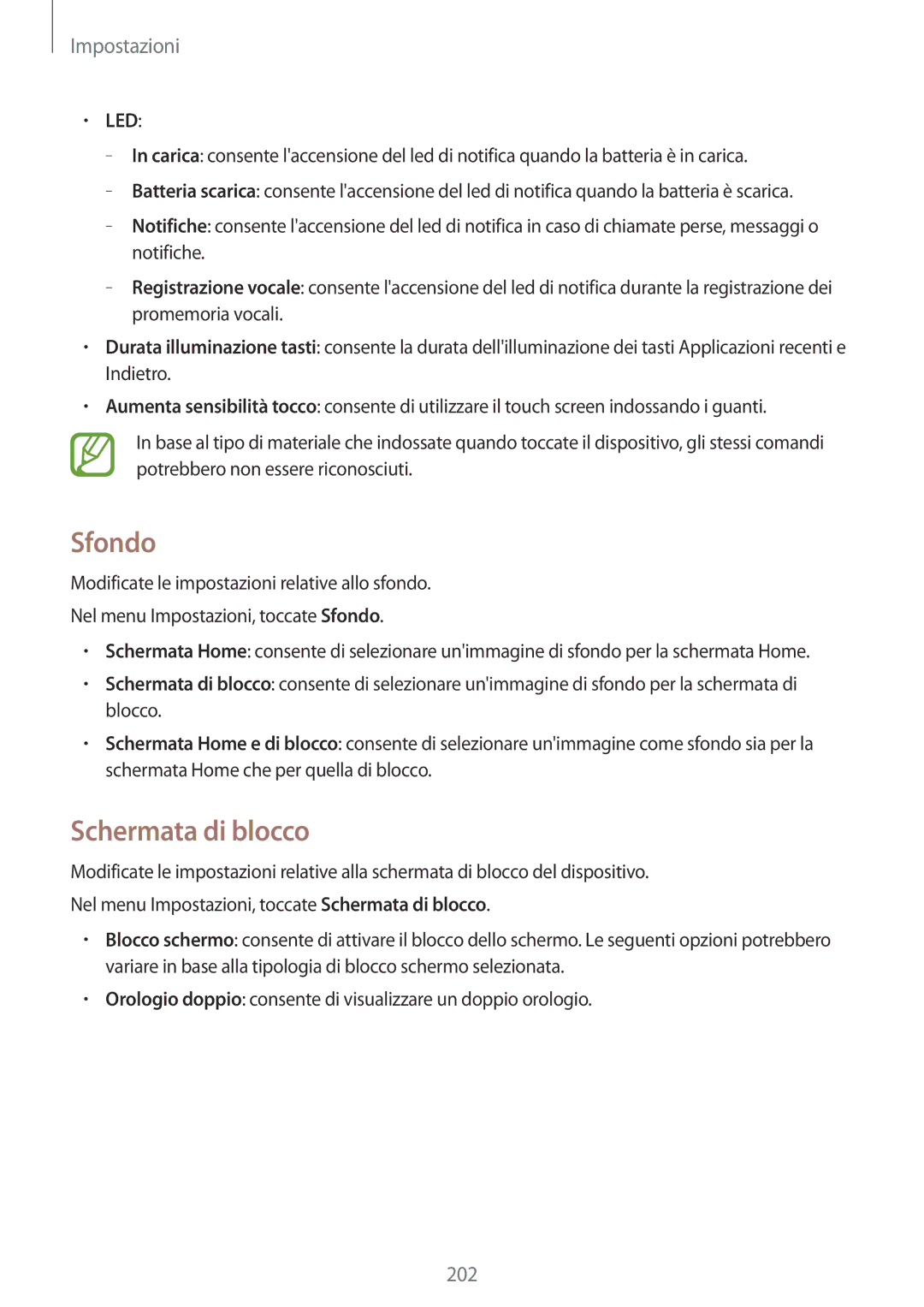 Samsung SM-G900FZKAVD2, SM-G900FZKADBT, SM-G900FZWADBT, SM-G900FZDADBT, SM-G900FZKAFTM manual Sfondo, Schermata di blocco, Led 