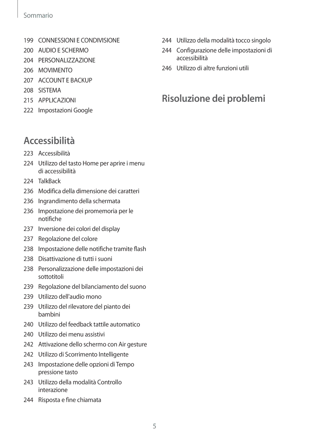 Samsung SM-G900FZWASWC, SM-G900FZKADBT, SM-G900FZWADBT, SM-G900FZDADBT, SM-G900FZKAFTM manual Risoluzione dei problemi 