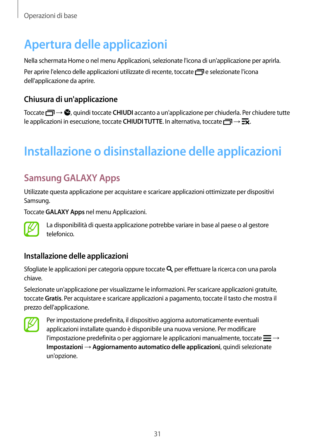 Samsung SM-G900FZKAITV, SM-G900FZKADBT Apertura delle applicazioni, Installazione o disinstallazione delle applicazioni 