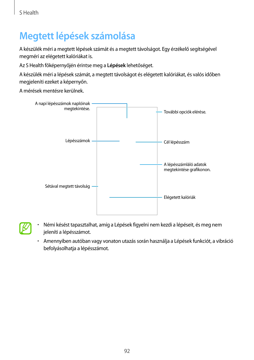 Samsung SM-G900FZKACOS, SM-G900FZKADBT, SM-G900FZWAETL, SM-G900FZWAATO, SM-G900FZKASWC manual Megtett lépések számolása 