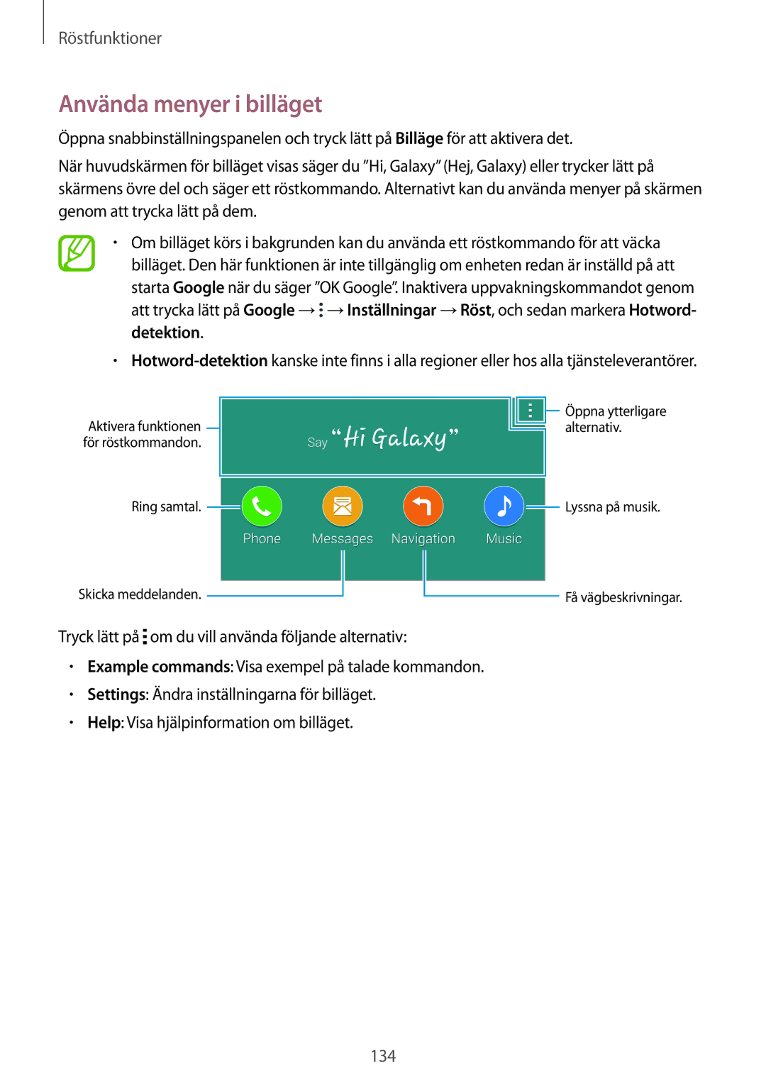 Samsung SM-G900FZDATEN, SM-G900FZKAVDS, SM-G900FZDANEE, SM-G900FZWANEE, SM-G900FZDAHTS manual Använda menyer i billäget 