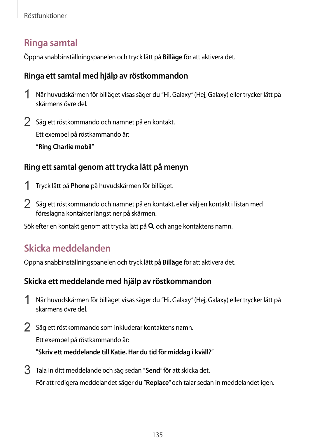 Samsung SM-G900FZKATEN, SM-G900FZKAVDS manual Ringa samtal, Ringa ett samtal med hjälp av röstkommandon, Ring Charlie mobil 