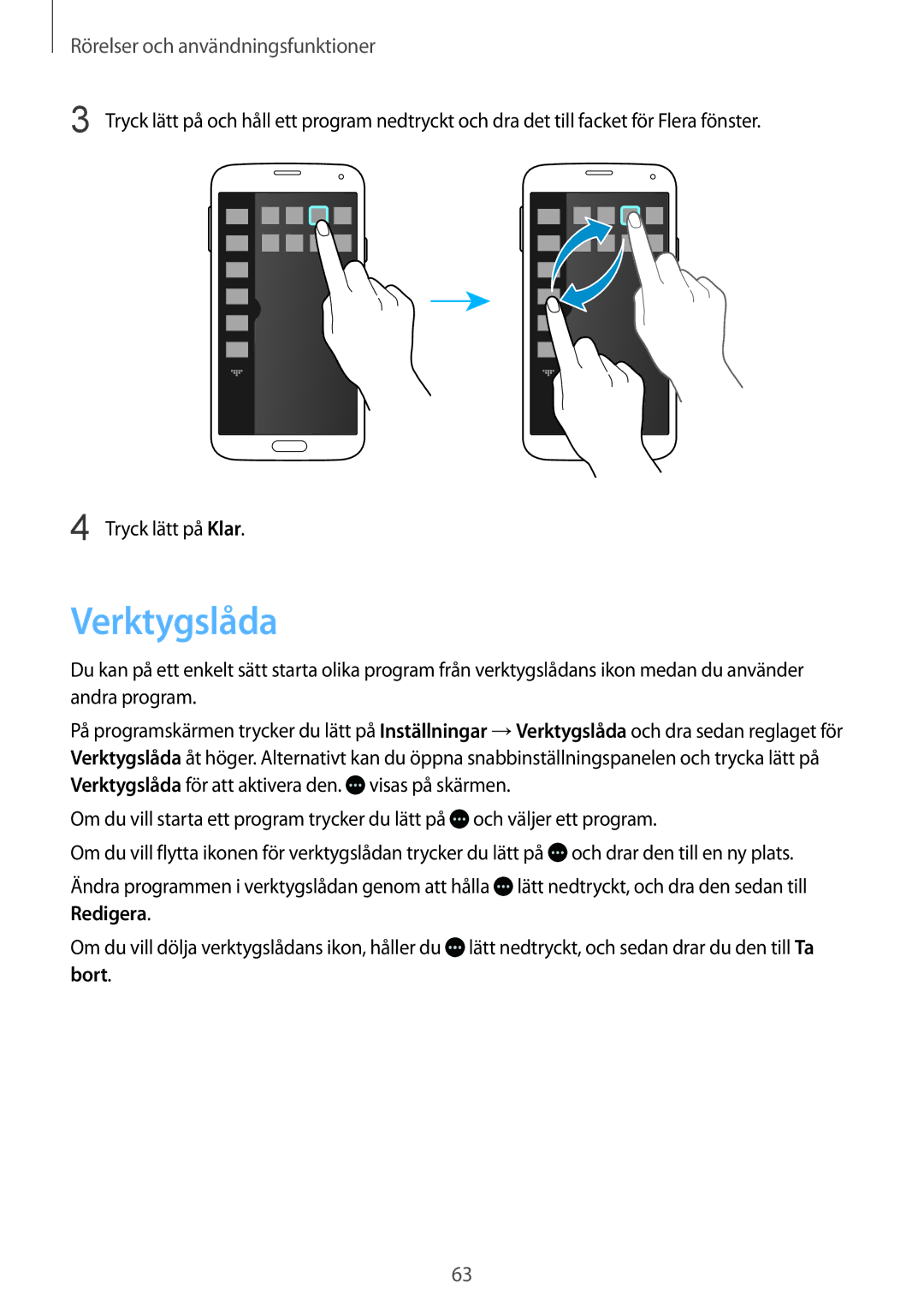 Samsung SM-G900FZBAVDS, SM-G900FZKAVDS, SM-G900FZDANEE, SM-G900FZWANEE, SM-G900FZDAHTS, SM-G900FZKANEE manual Verktygslåda 