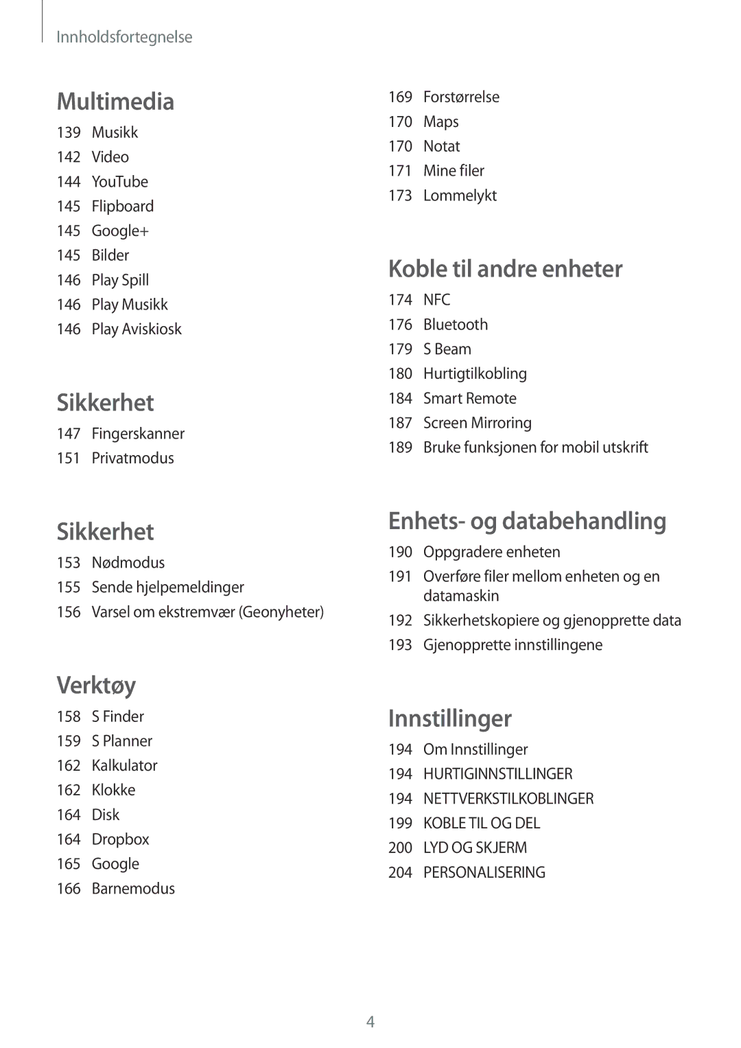 Samsung SM-G900FZKANEE, SM-G900FZKAVDS, SM-G900FZDANEE, SM-G900FZWANEE manual Fingerskanner Privatmodus, Om Innstillinger 