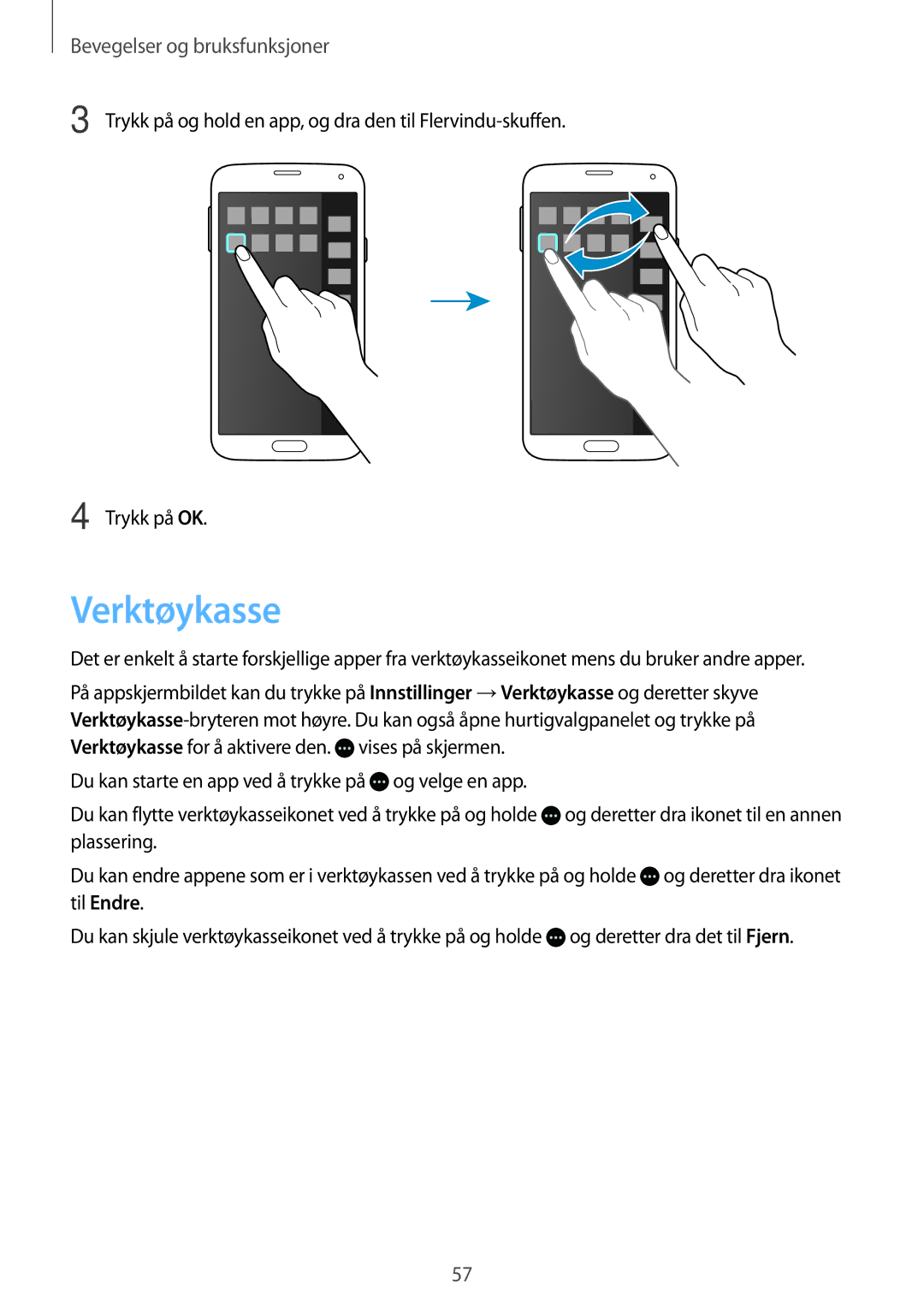 Samsung SM-G900FZNENEE, SM-G900FZKAVDS, SM-G900FZDANEE, SM-G900FZWANEE, SM-G900FZDAHTS, SM-G900FZKANEE manual Verktøykasse 