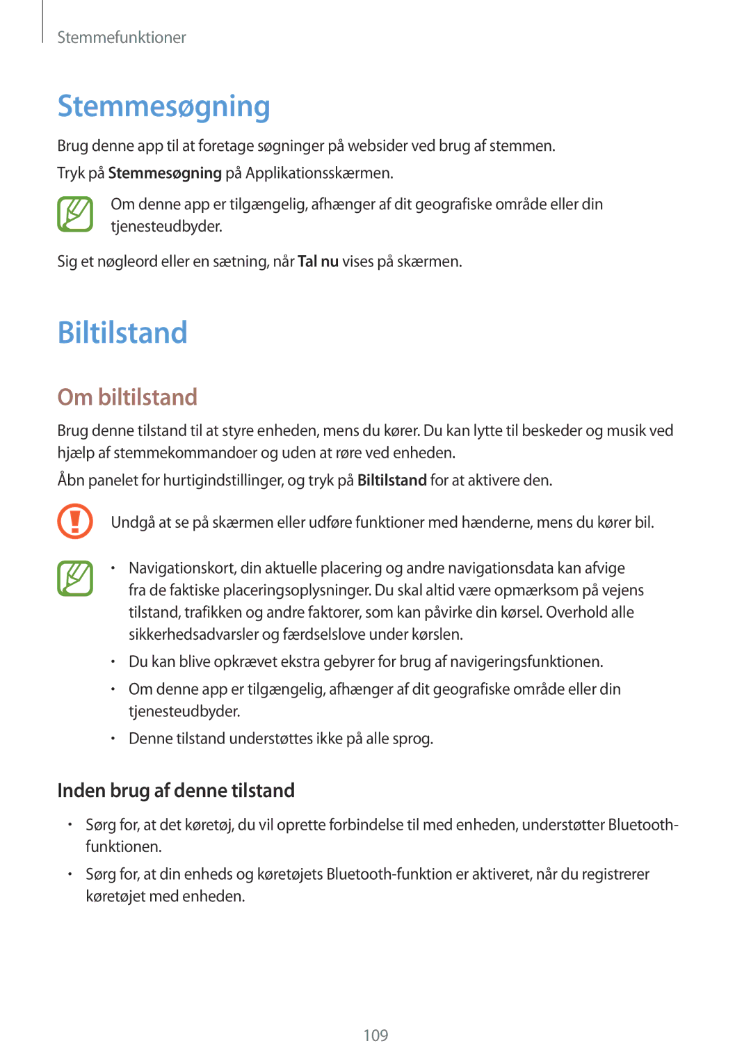 Samsung SM-G900FZWATEN, SM-G900FZKAVDS, SM-G900FZDANEE, SM-G900FZWANEE manual Stemmesøgning, Biltilstand, Om biltilstand 