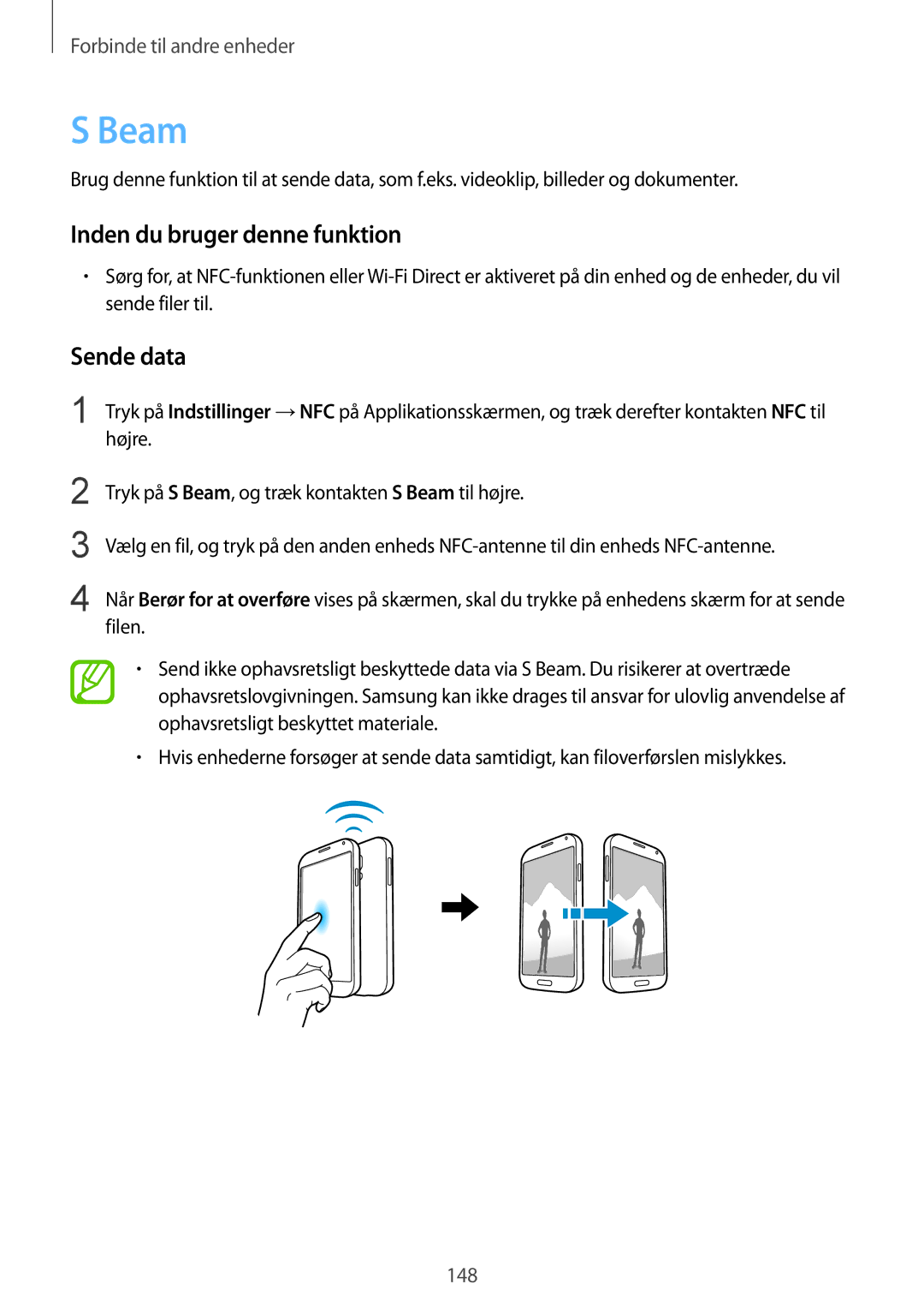 Samsung SM-G900FZBAVDS, SM-G900FZKAVDS manual Sende data, Tryk på S Beam, og træk kontakten S Beam til højre, Filen 