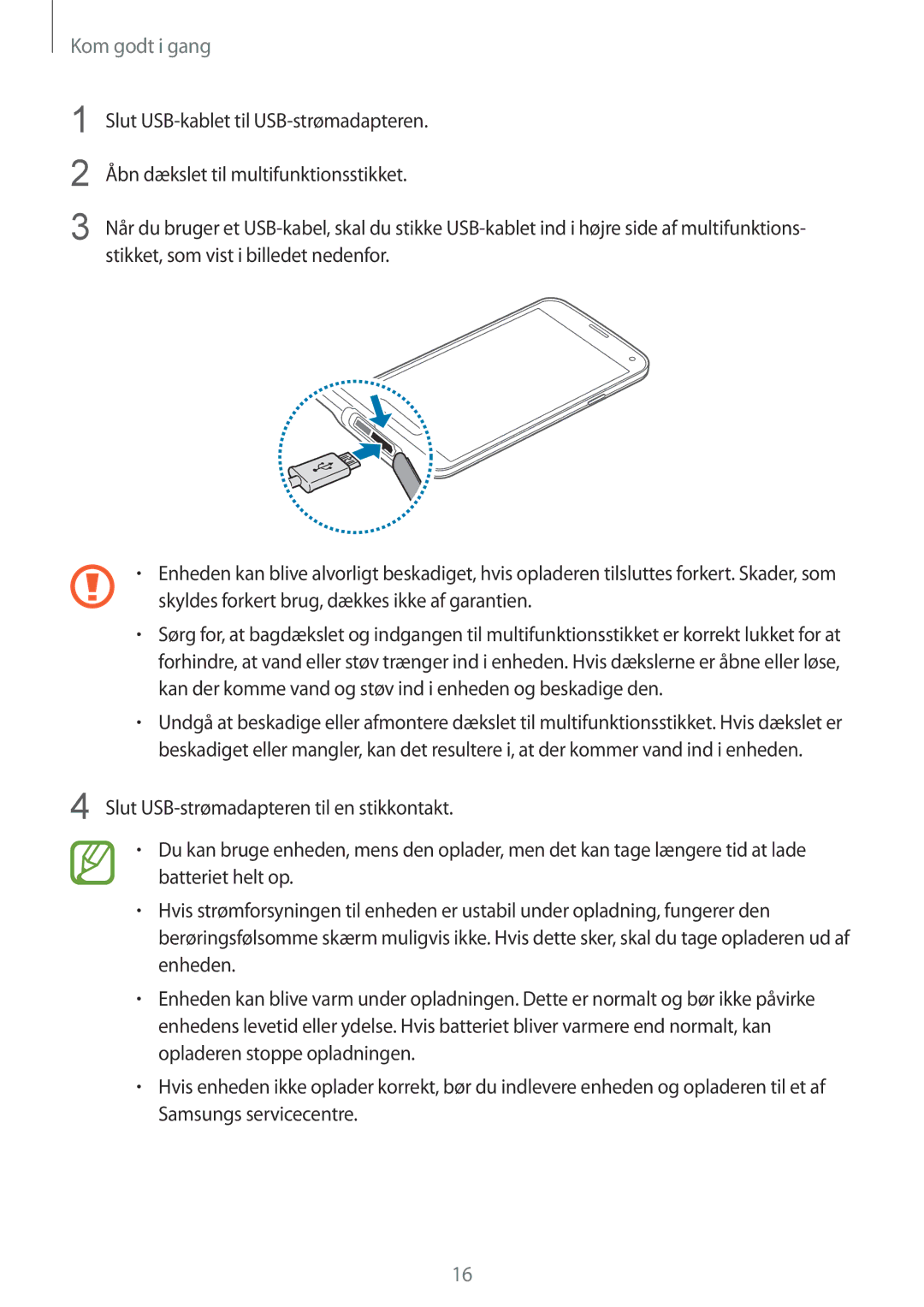 Samsung SM-G900FZKATEN, SM-G900FZKAVDS, SM-G900FZDANEE, SM-G900FZWANEE manual Skyldes forkert brug, dækkes ikke af garantien 