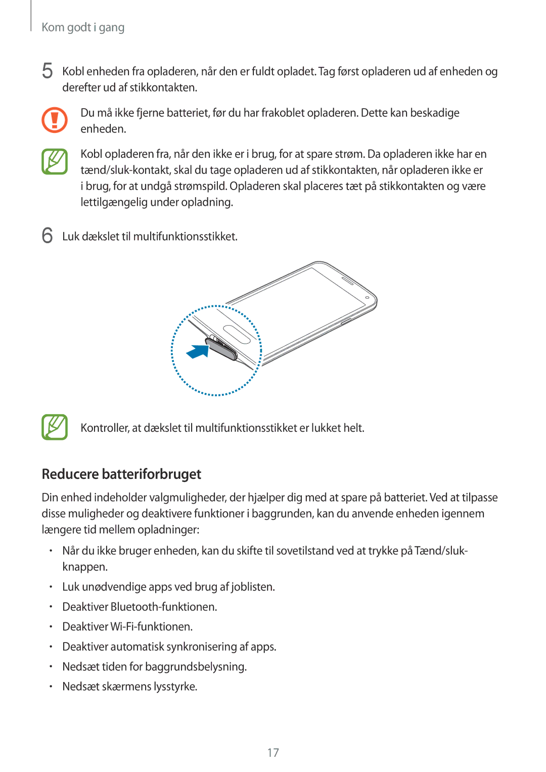 Samsung SM-G900FZKAVDS, SM-G900FZDANEE, SM-G900FZWANEE, SM-G900FZDAHTS, SM-G900FZKANEE manual Reducere batteriforbruget 