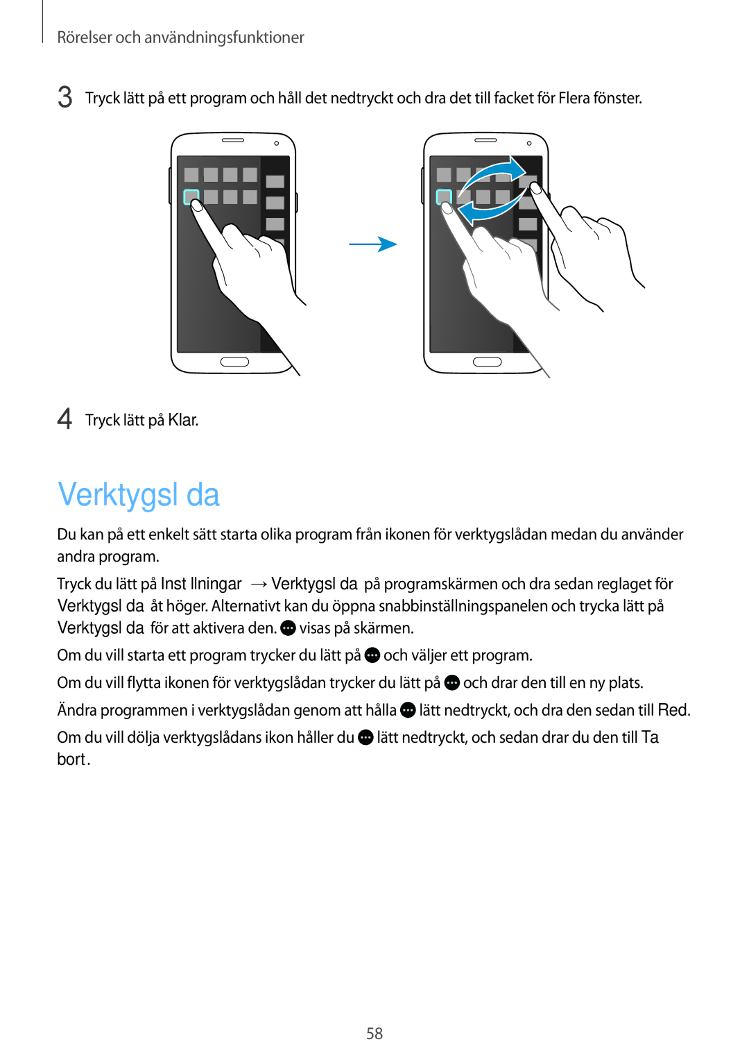 Samsung SM-G900FZWATEN, SM-G900FZKAVDS, SM-G900FZDANEE, SM-G900FZWANEE, SM-G900FZDAHTS, SM-G900FZKANEE manual Verktygslåda 