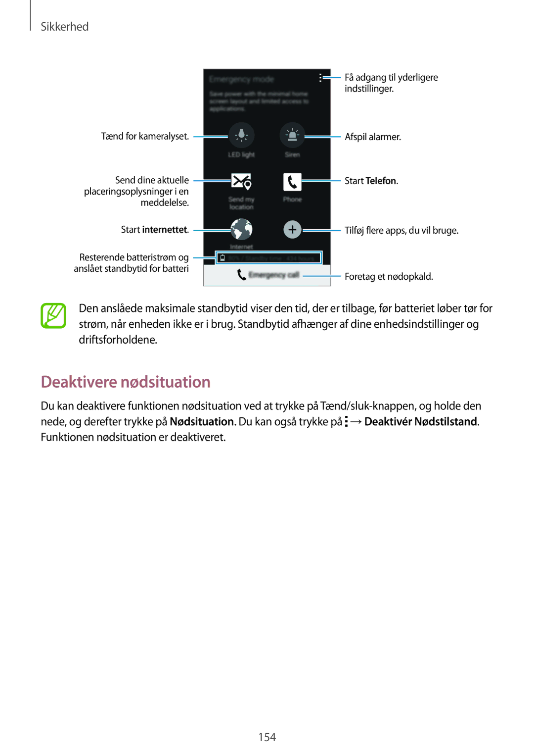 Samsung SM-G900FZDANEE, SM-G900FZKAVDS, SM-G900FZWANEE, SM-G900FZDAHTS manual Deaktivere nødsituation, Start internettet 