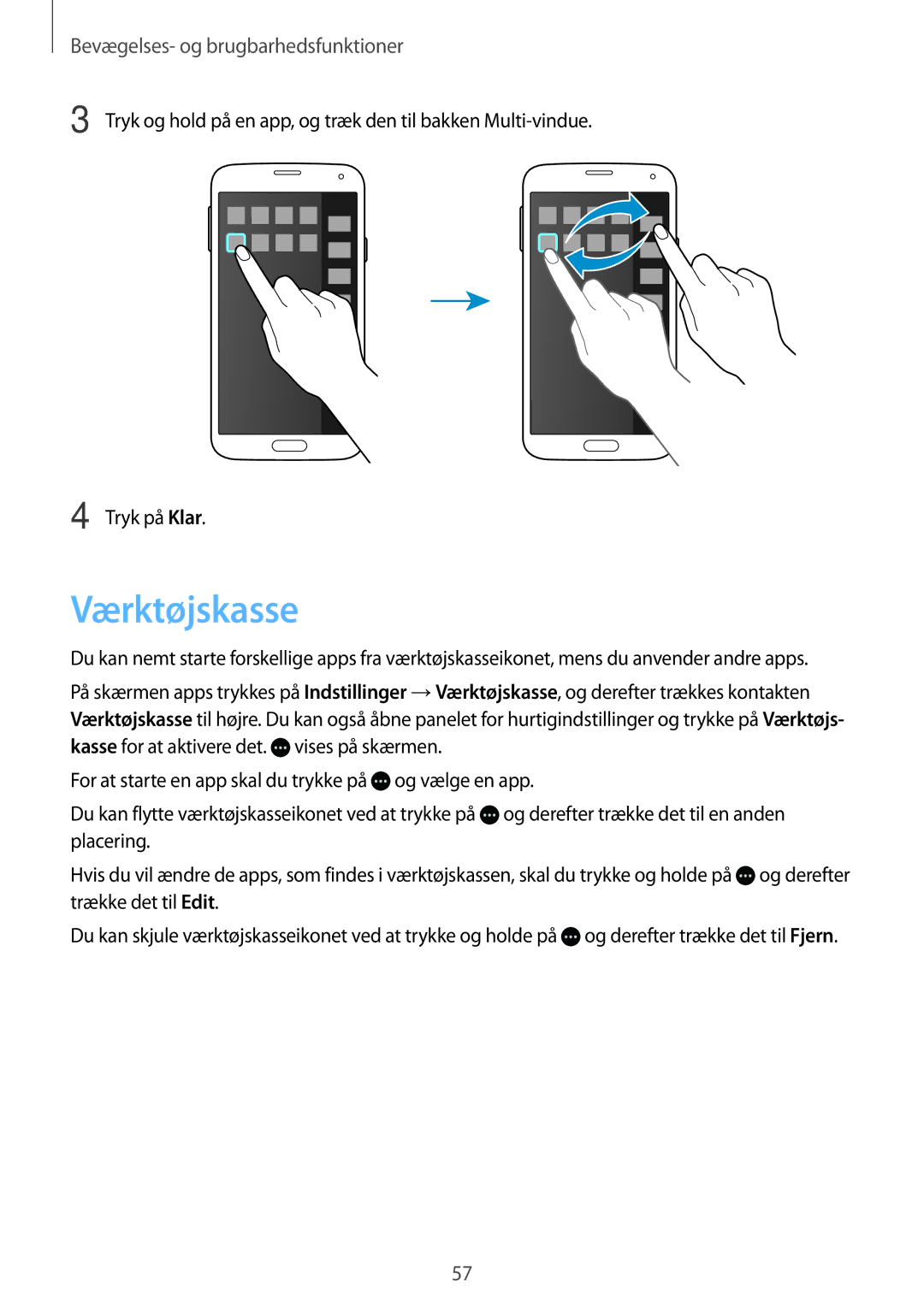 Samsung SM-G900FZNANEE, SM-G900FZKAVDS, SM-G900FZDANEE, SM-G900FZWANEE, SM-G901FZBANEE, SM-G901FZWANEE manual Værktøjskasse 