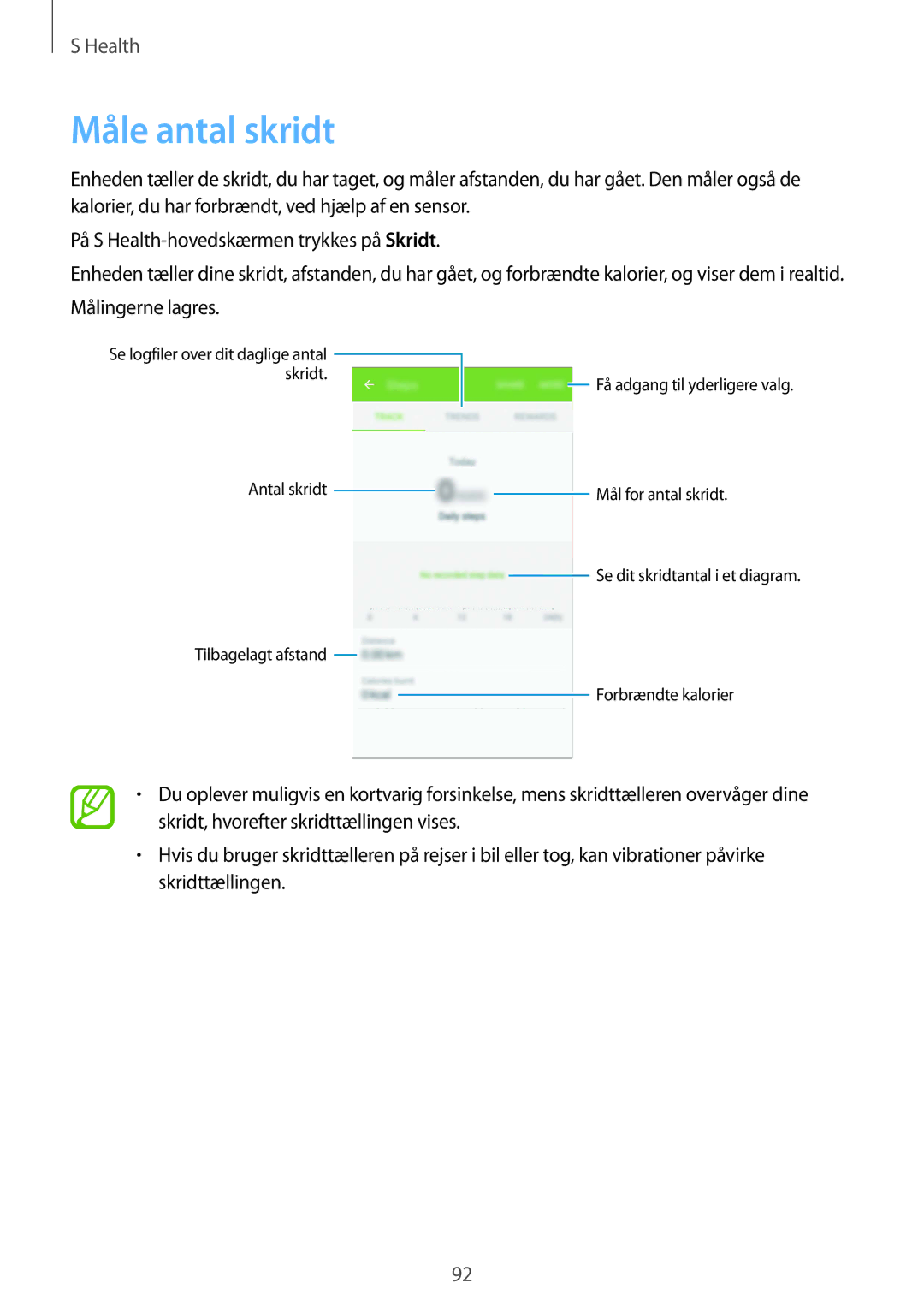 Samsung SM-G901FZDANEE, SM-G900FZKAVDS, SM-G900FZDANEE, SM-G900FZWANEE, SM-G901FZBANEE Måle antal skridt, Målingerne lagres 