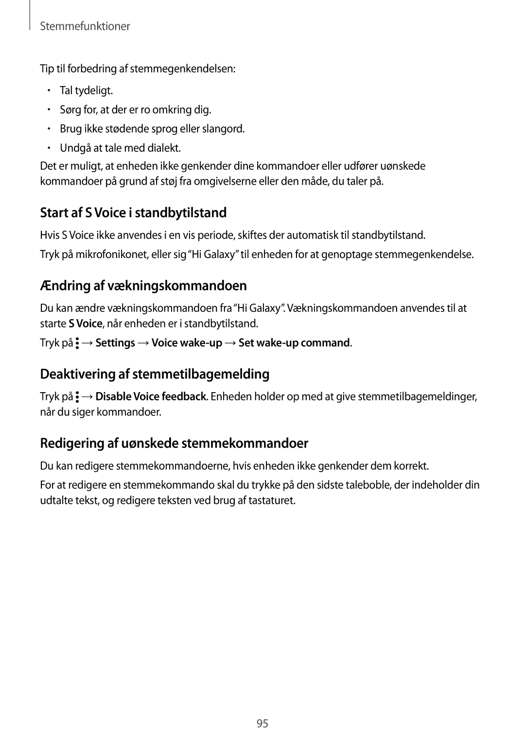 Samsung SM-G901FZBATEN, SM-G900FZKAVDS, SM-G900FZDANEE Start af S Voice i standbytilstand, Ændring af vækningskommandoen 