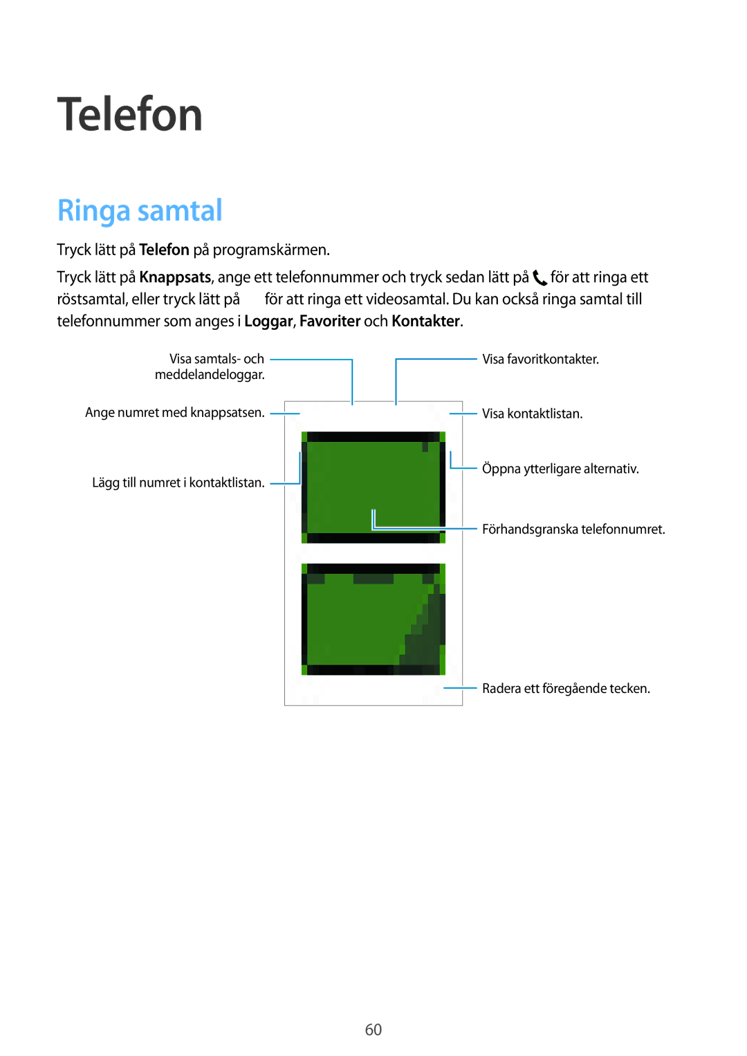 Samsung SM-G900FZWAVDS, SM-G900FZKAVDS, SM-G900FZDANEE manual Ringa samtal, Tryck lätt på Telefon på programskärmen 