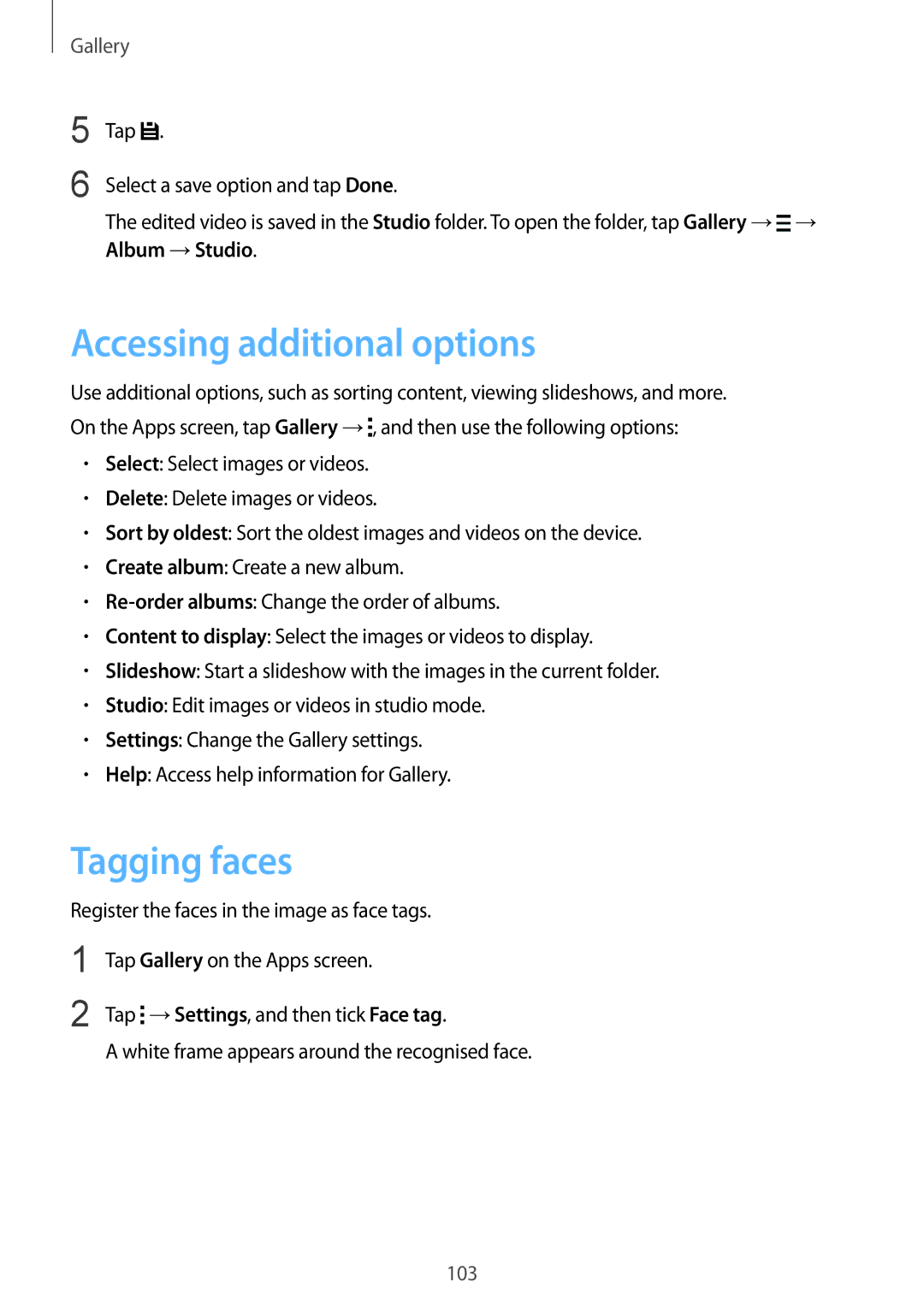 Samsung SM-G900FZWVKSA, SM-G900FZKVKSA, SM-G900FZDVILO, SM-G900FZWVILO manual Accessing additional options, Tagging faces 