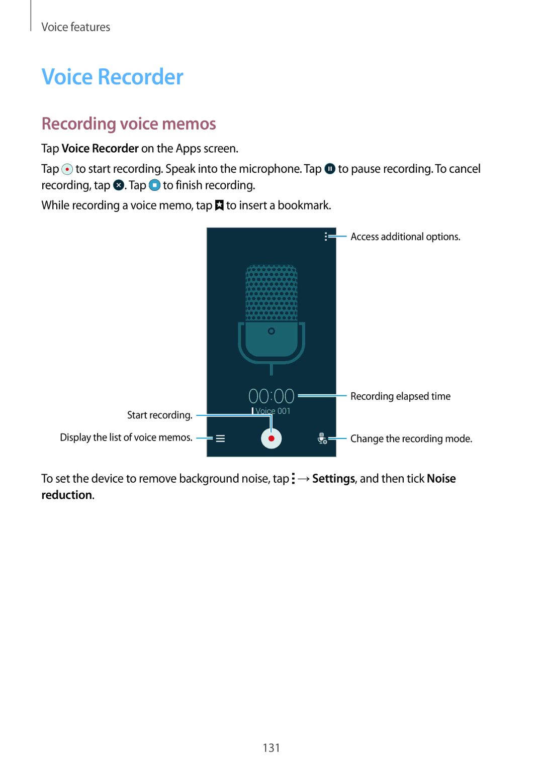 Samsung SM-G900FZBVILO, SM-G900FZKVKSA, SM-G900FZWVKSA, SM-G900FZDVILO, SM-G900FZWVILO Voice Recorder, Recording voice memos 