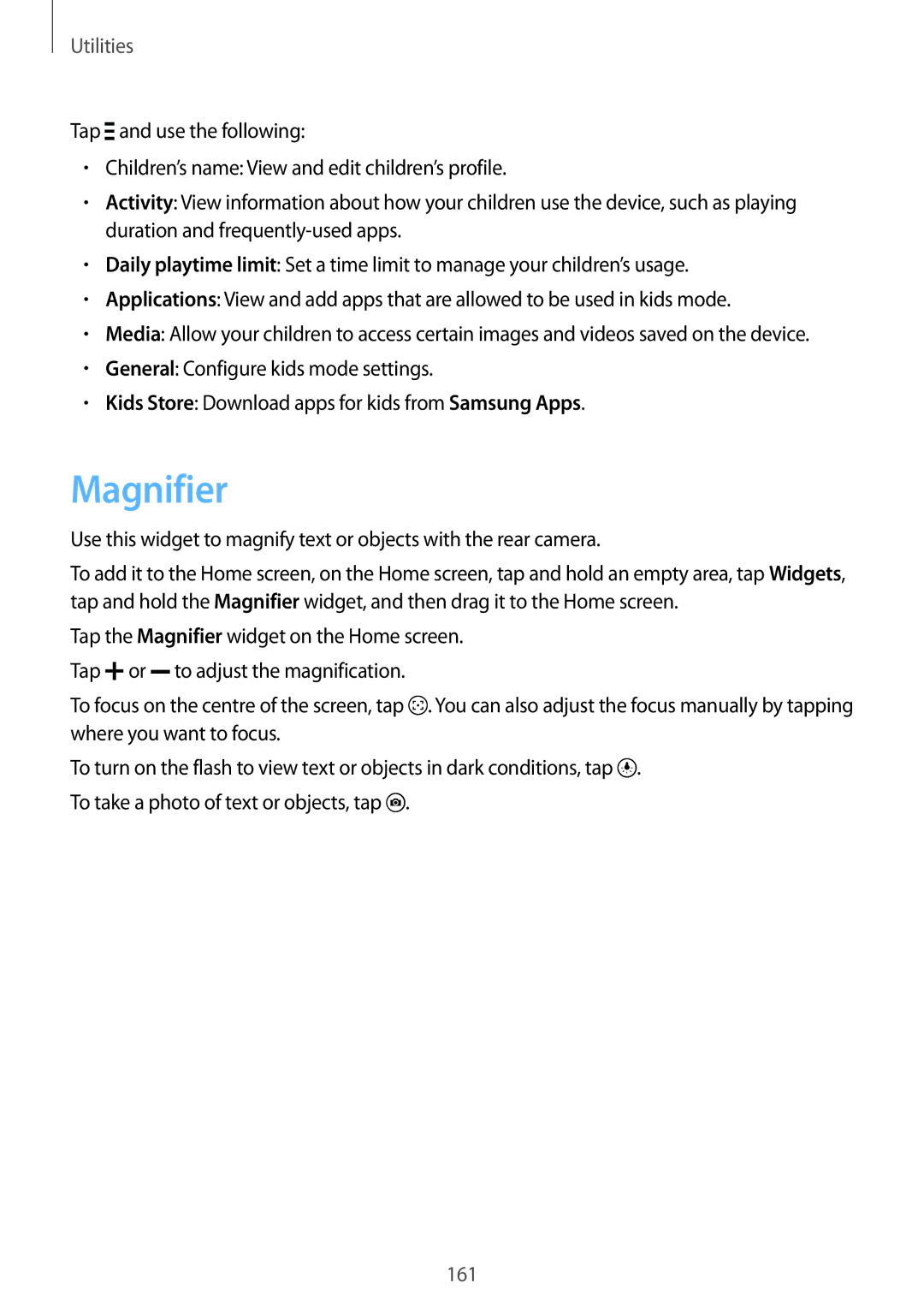 Samsung SM-G900FZBVILO, SM-G900FZKVKSA, SM-G900FZWVKSA, SM-G900FZDVILO, SM-G900FZWVILO, SM-G900FZKVILO manual Magnifier 