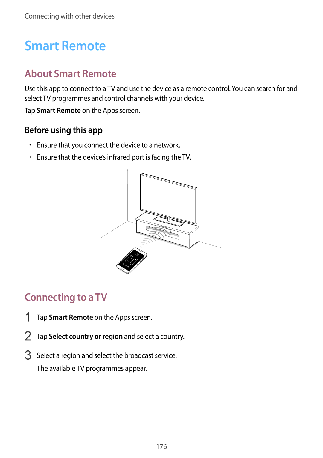 Samsung SM-G900FZDVILO, SM-G900FZKVKSA, SM-G900FZWVKSA, SM-G900FZWVILO manual About Smart Remote, Before using this app 