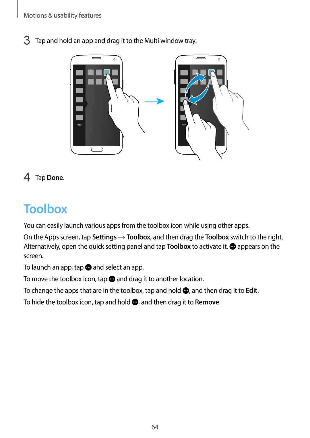 Samsung SM-G900FZKVILO, SM-G900FZKVKSA, SM-G900FZWVKSA, SM-G900FZDVILO, SM-G900FZWVILO, SM-G900FZBVILO manual Toolbox 