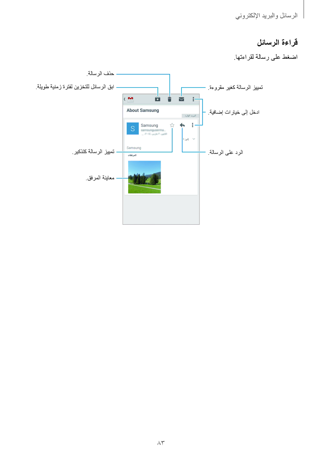 Samsung SM-G900FZWVKSA, SM-G900FZKVKSA manual لئاسرلا ةءارق 