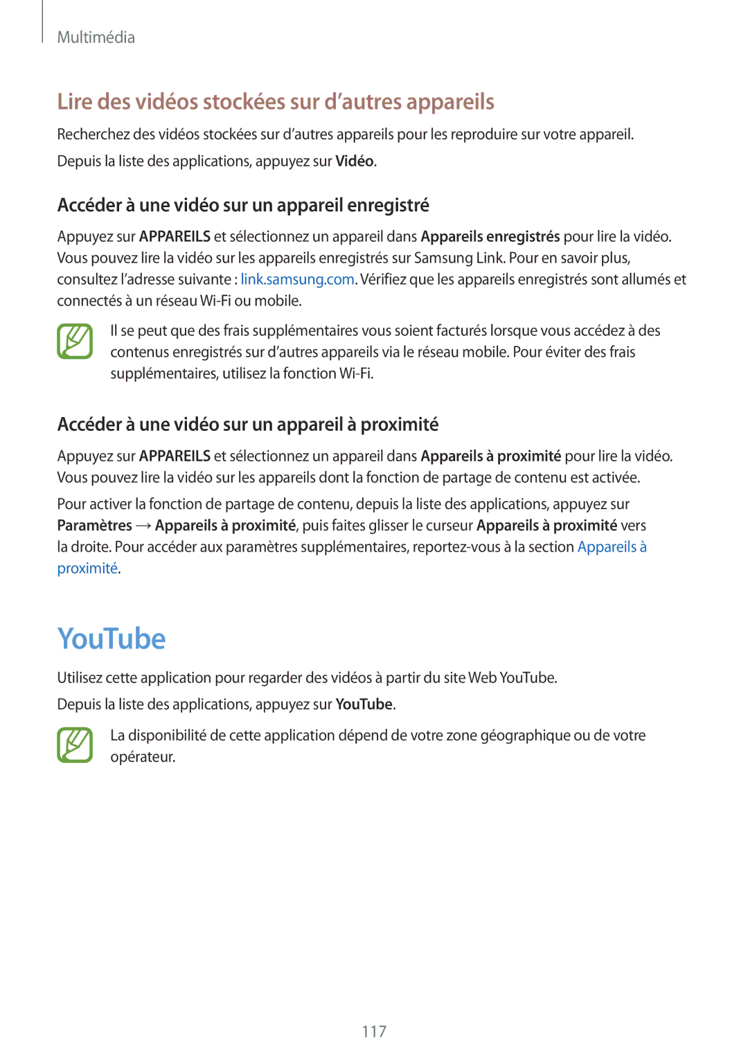 Samsung SM2G900FZBAGBL, SM-G900FZWABOG, SM-G900FZKABOG manual YouTube, Lire des vidéos stockées sur d’autres appareils 