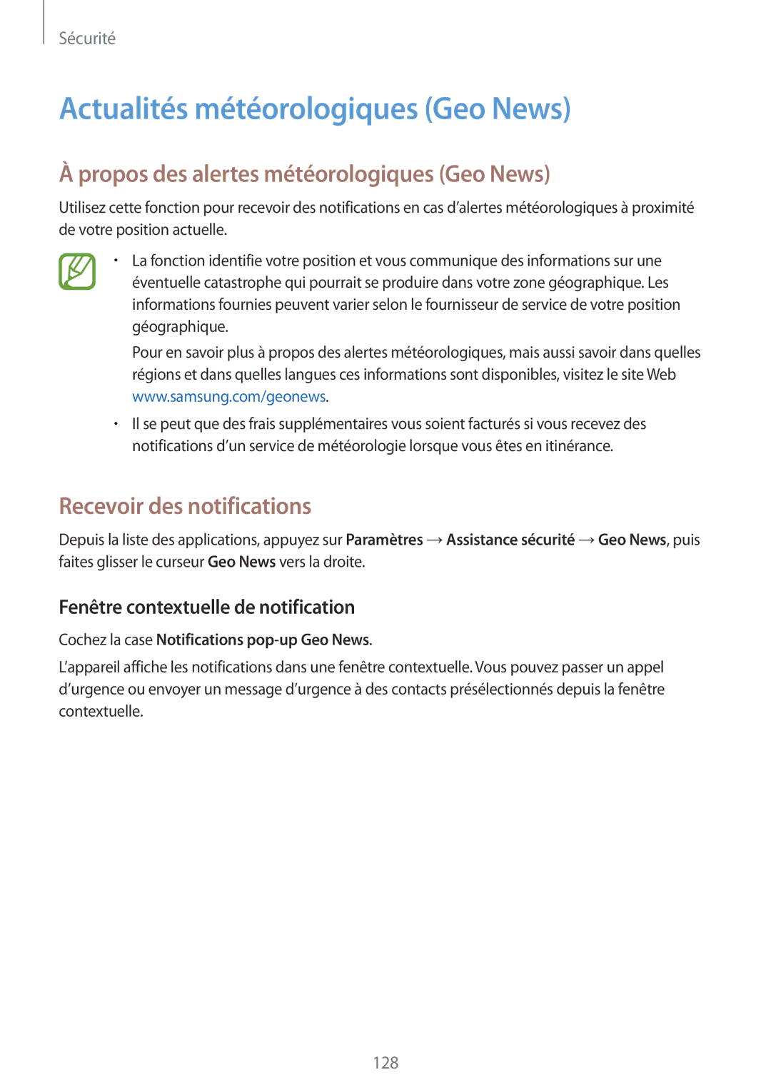 Samsung SM2G900FZKAGBL, SM-G900FZWABOG Actualités météorologiques Geo News, Propos des alertes météorologiques Geo News 