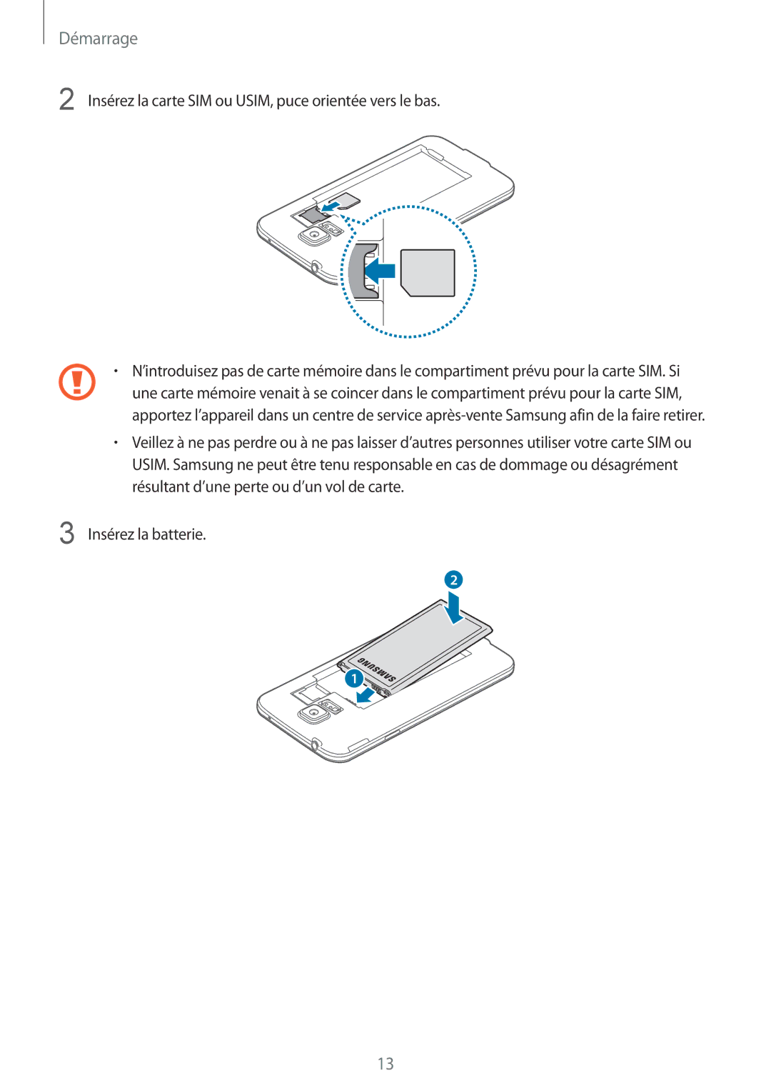 Samsung SM-G900FZKAVGF, SM-G900FZWABOG, SM-G900FZKABOG, SM-G900FZBAXEF, SM-G900FZKAFTM, SM-G900FZDAFTM manual Démarrage 