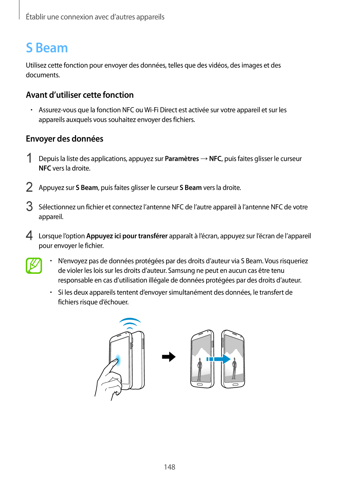 Samsung SM-G900FZDAFTM, SM-G900FZWABOG, SM-G900FZKABOG, SM-G900FZBAXEF, SM-G900FZKAFTM manual Beam, Envoyer des données 