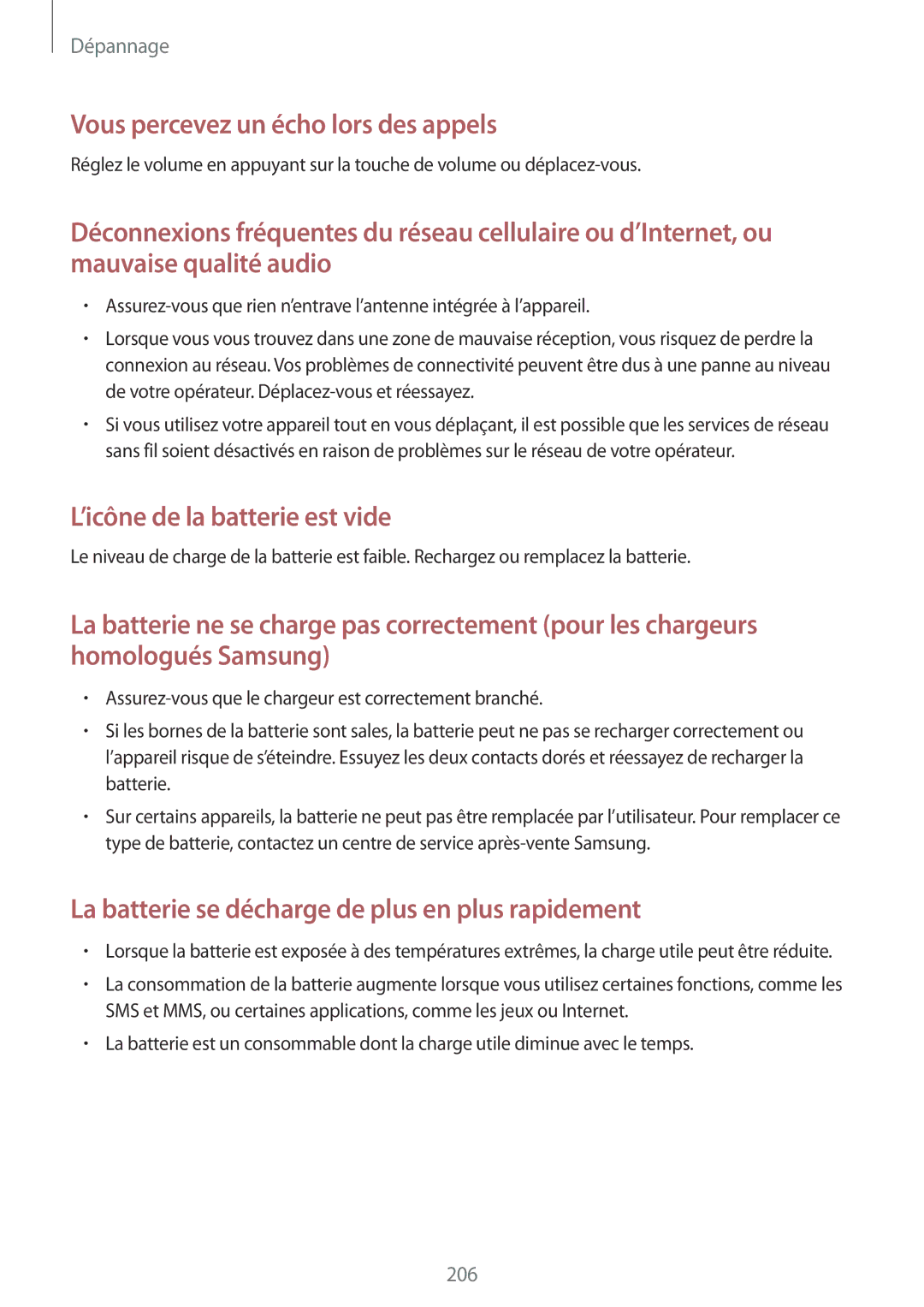 Samsung SM-G900FZKASFR, SM-G900FZWABOG, SM-G900FZKABOG, SM-G900FZBAXEF, SM-G900FZKAFTM Vous percevez un écho lors des appels 