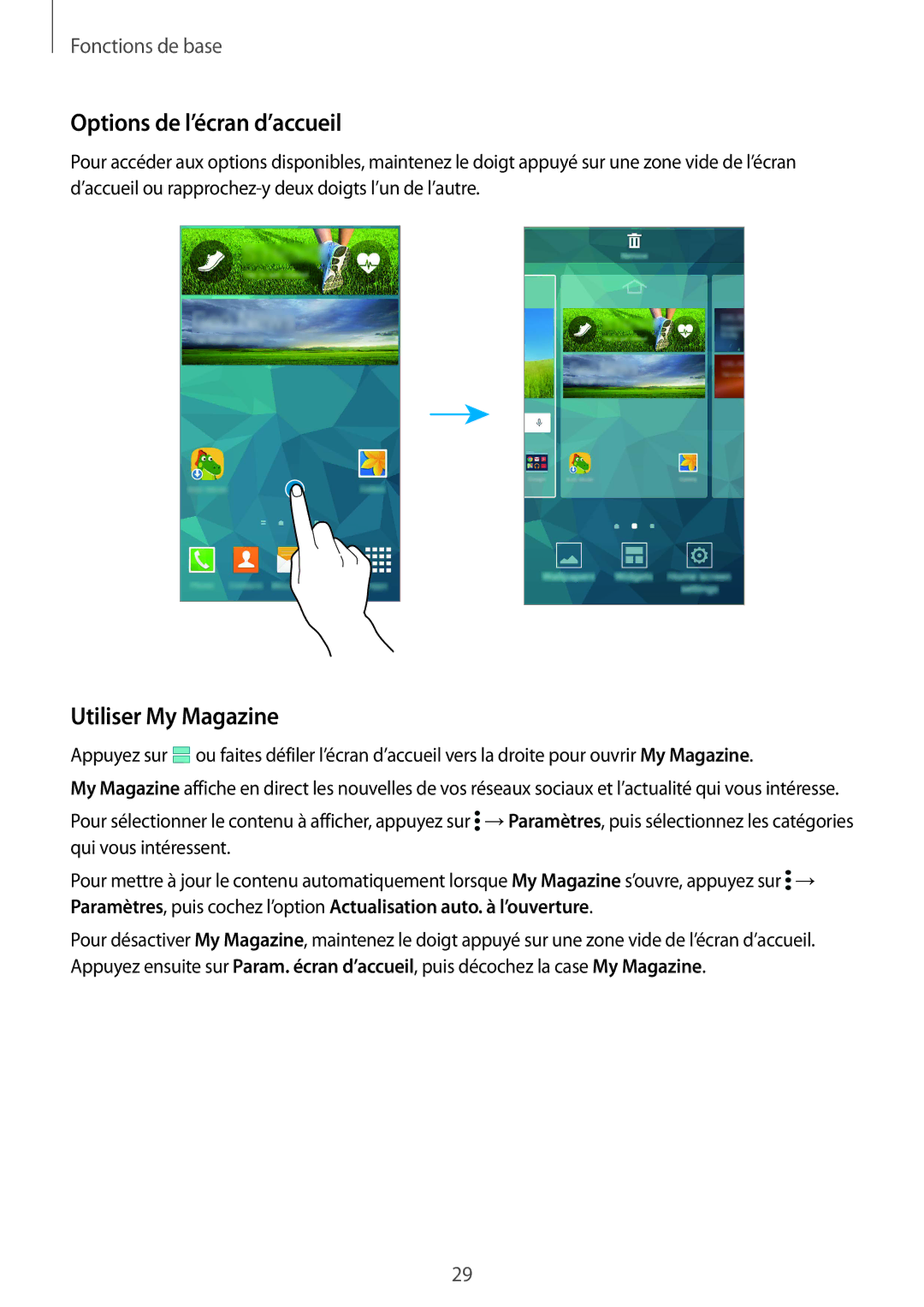 Samsung SM-G900FZDAMTL, SM-G900FZWABOG, SM-G900FZKABOG, SM-G900FZBAXEF Options de l’écran d’accueil, Utiliser My Magazine 