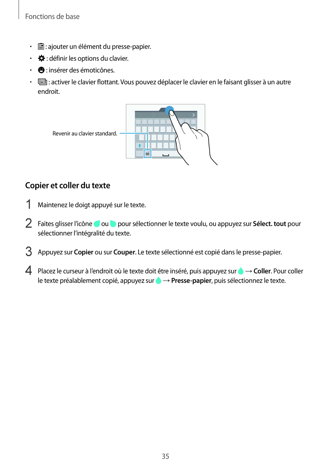 Samsung SM-G900FZKAMTL, SM-G900FZWABOG, SM-G900FZKABOG, SM-G900FZBAXEF, SM-G900FZKAFTM manual Copier et coller du texte 