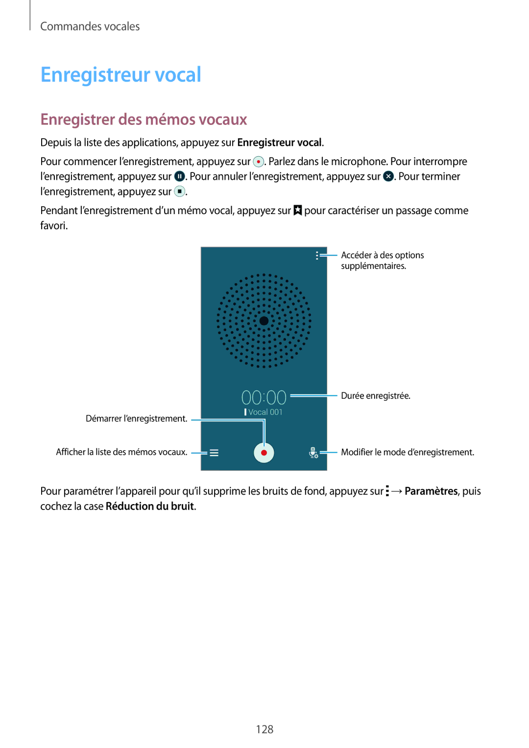 Samsung SM-G900FZDASFR, SM-G900FZWABOG, SM-G900FZKABOG, SM-G900FZBAXEF manual Enregistreur vocal, Enregistrer des mémos vocaux 