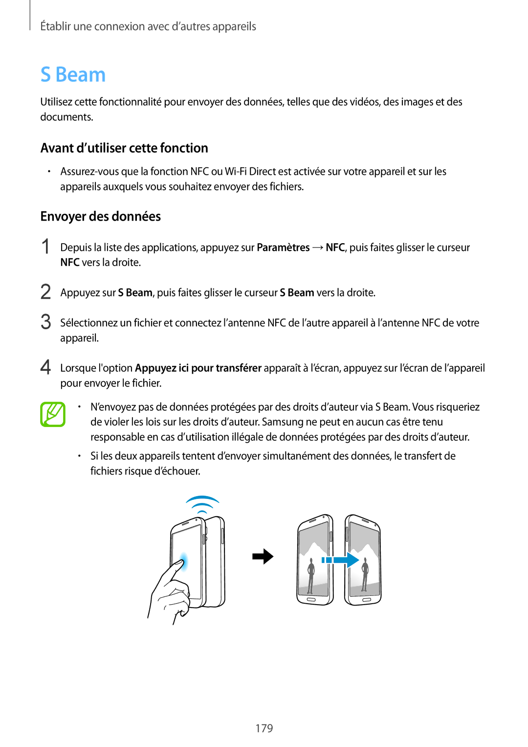 Samsung SM-G900FZBABOG, SM-G900FZWABOG, SM-G900FZKABOG, SM-G900FZBAXEF, SM-G900FZKAFTM manual Beam, Envoyer des données 