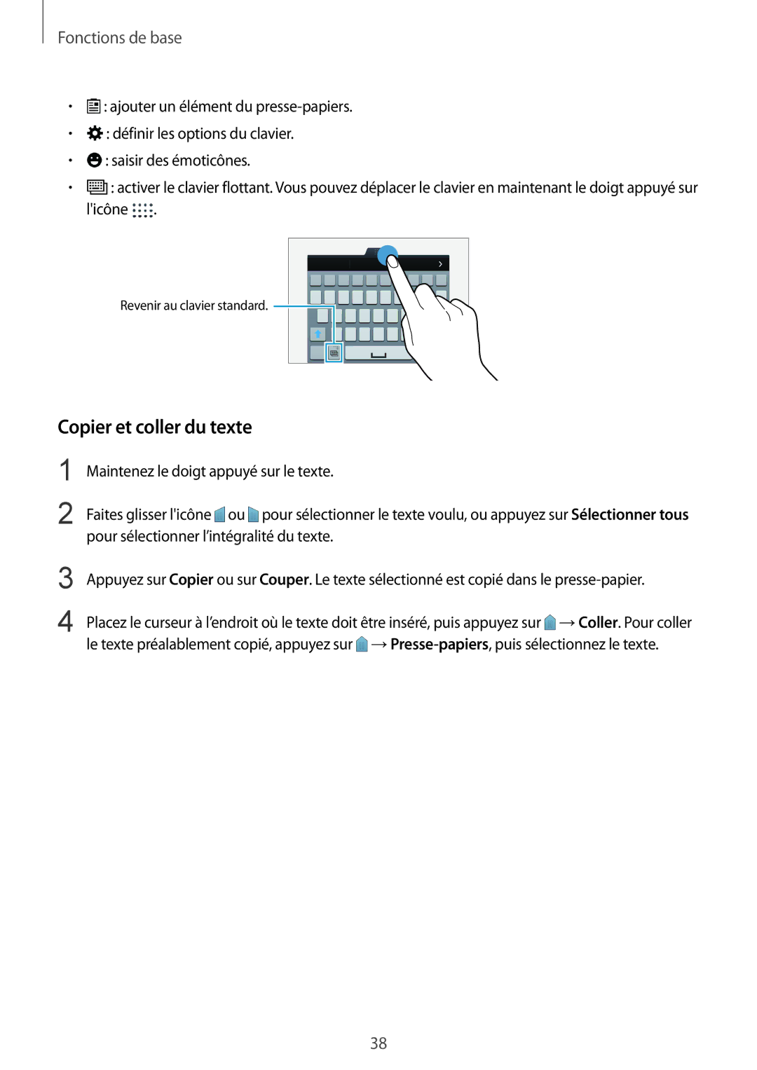 Samsung SM-G900FZBAFTM, SM-G900FZWABOG, SM-G900FZKABOG, SM-G900FZBAXEF, SM-G900FZKAFTM manual Copier et coller du texte 