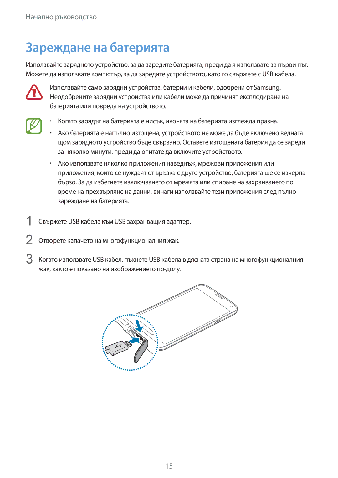 Samsung SM-G900FZKAMTL, SM-G900FZWAGBL, SM2G900FZBAGBL, SM2G900FZBAVVT, SM2G900FZKABGL, SM2G900FZDAMTL Зареждане на батерията 