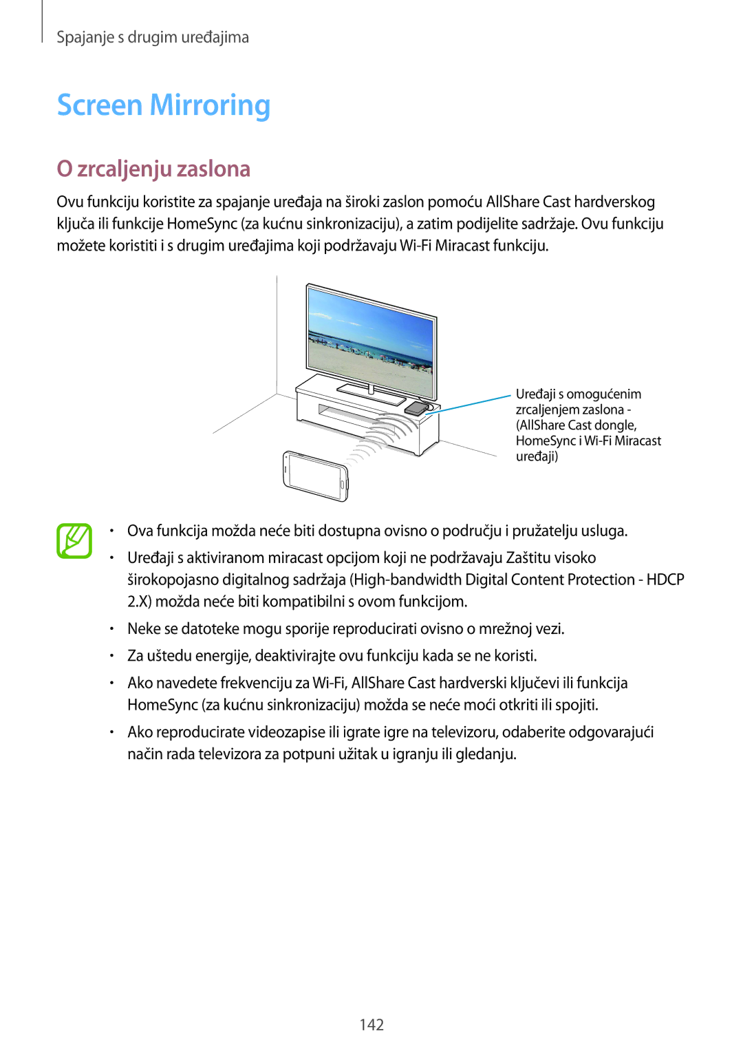 Samsung SM2G900FZBACRO, SM-G900FZWASEE, SM-G900FZBASEE, SM-G900FZDASEE, SM-G900FZKASEE Screen Mirroring, Zrcaljenju zaslona 