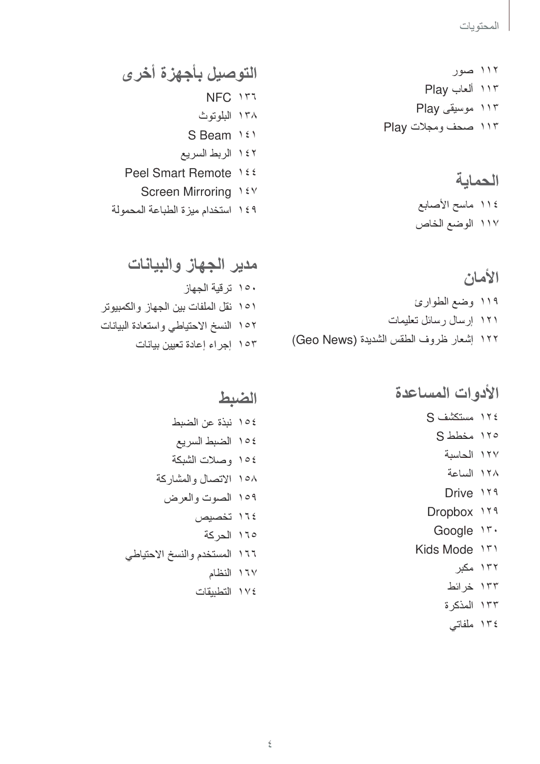 Samsung SM-G900HZDAAFG, SM-G900HZBAPAK روص 112 Play باعلأ 113 Play ىقيسوم Play تلاجمو فحص, عباصلأا حسام 114 صاخلا عضولا 